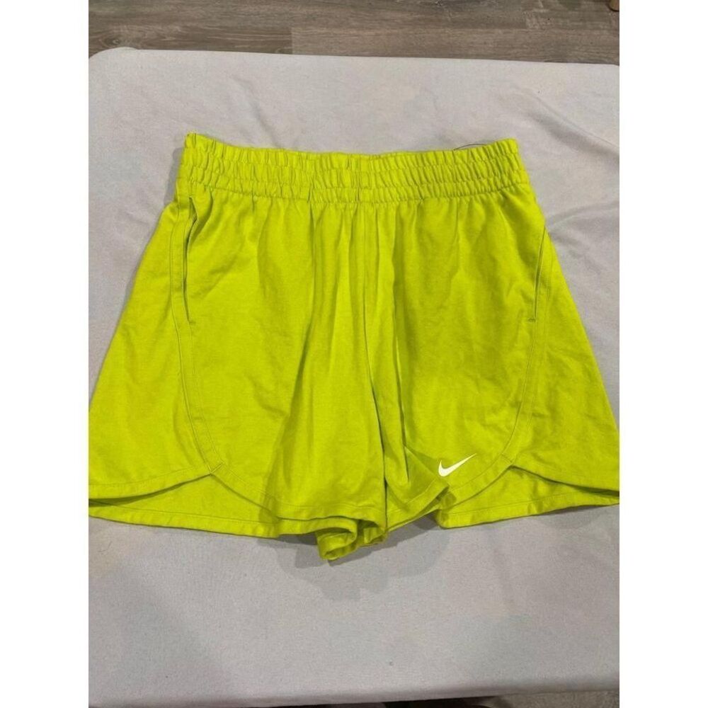Nike Girls Dri-FIT Loose‎ Fit Shorts Neon Yellow Volt Jersey Athletic Large G L